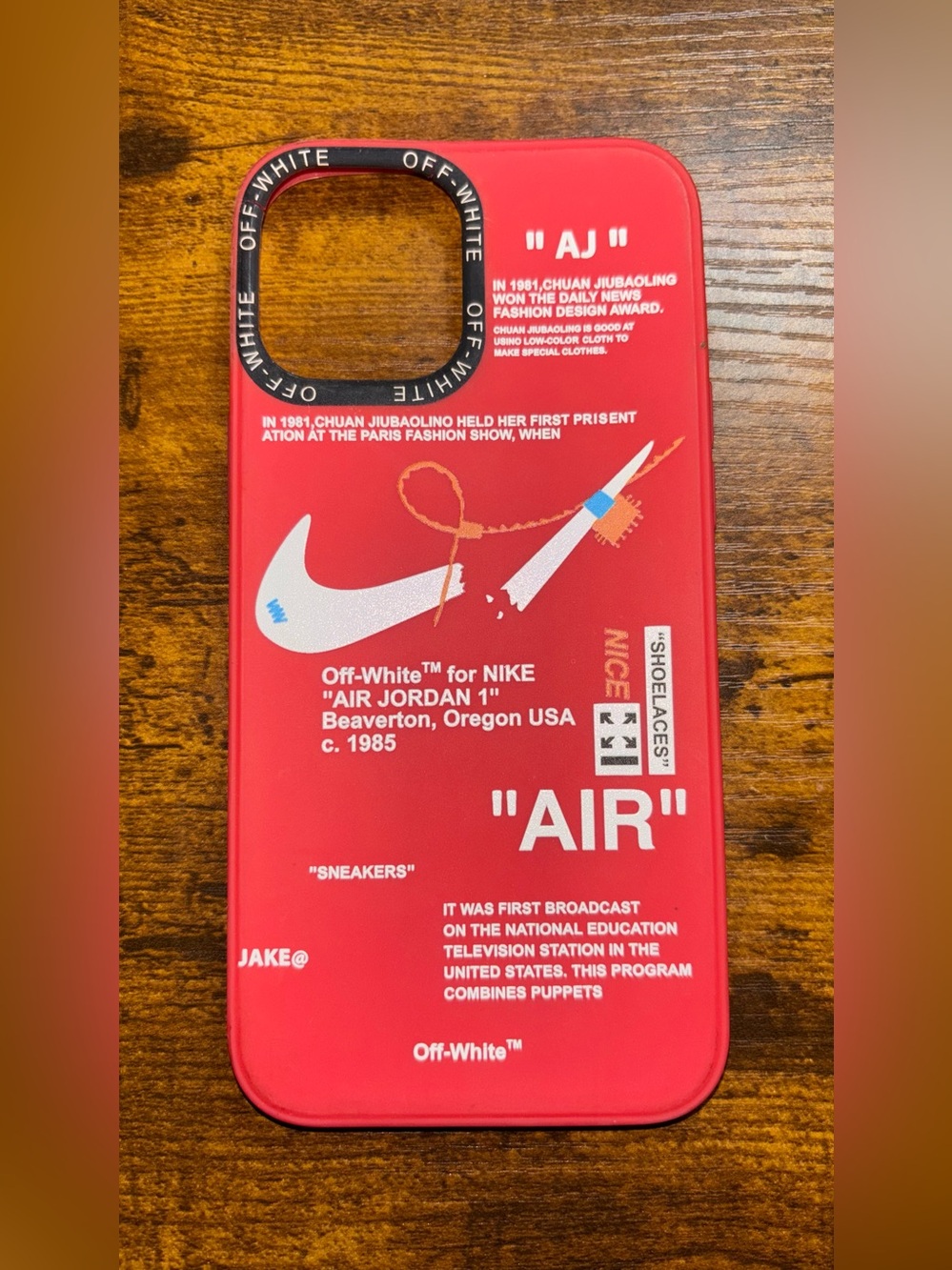 12 Pro Max Off-White Red 'AIR' Graphic iPhone Case with White Accents